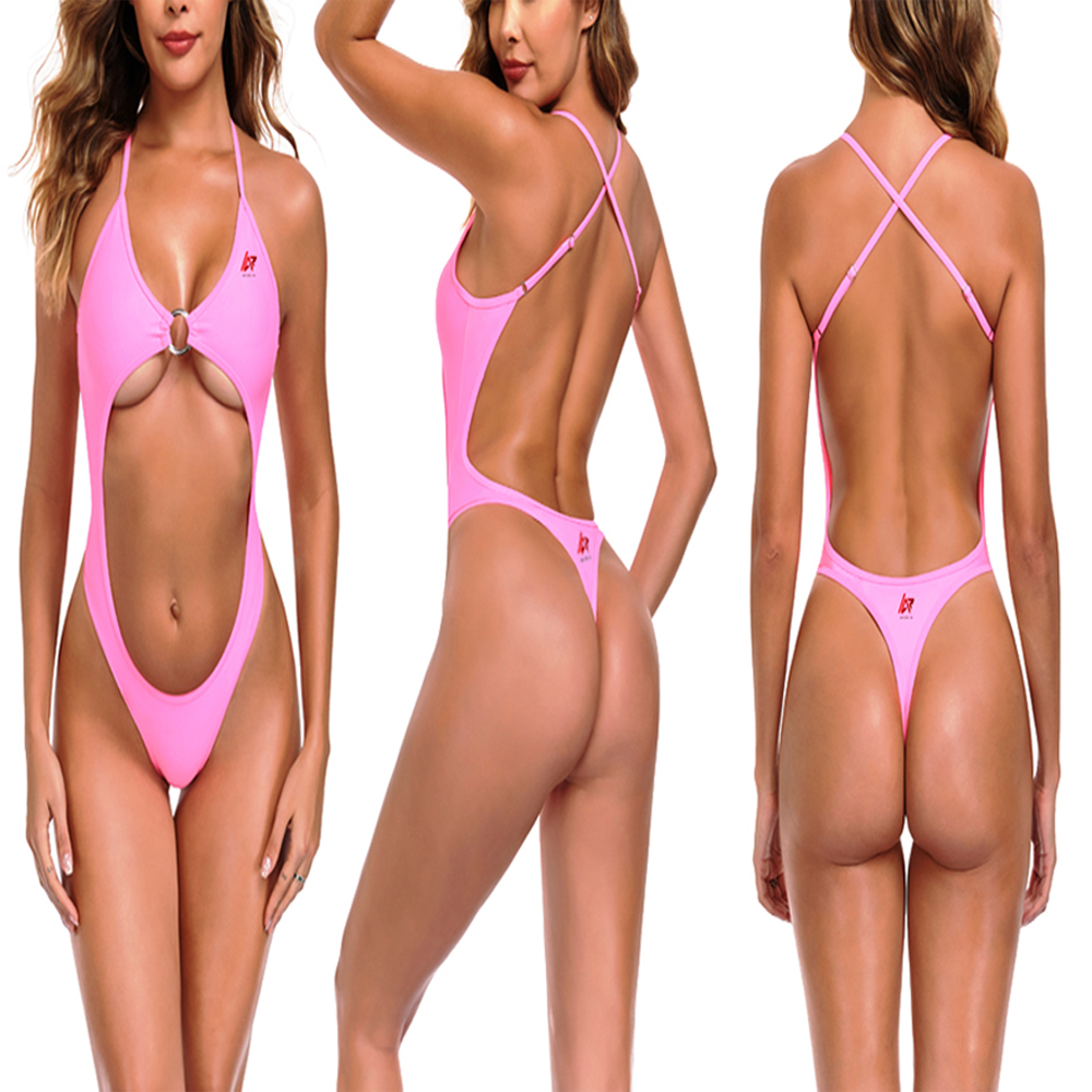 A.R Sports Sexy Cut-Out Monokini for Women – One Piece Thong Swimsuit Tanga Style